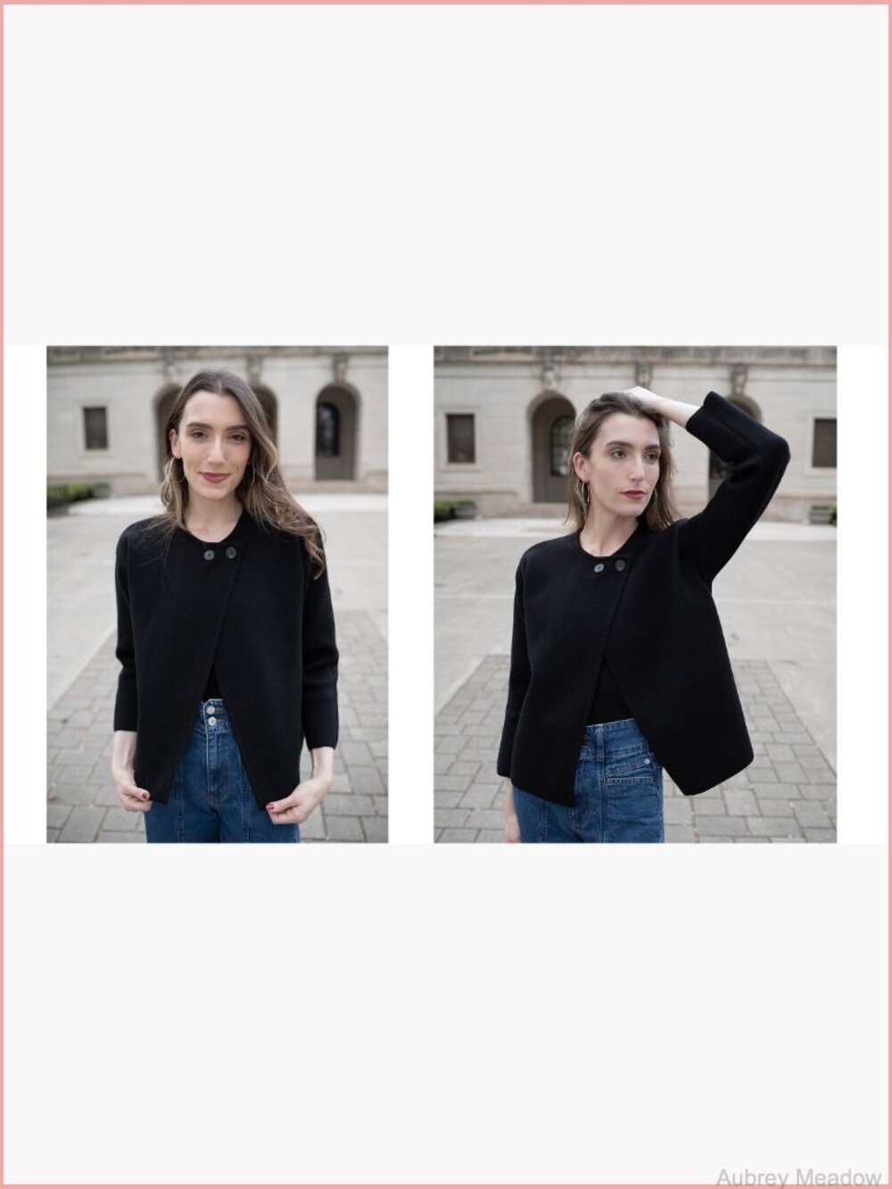 Cropped Knit Sweater Blazer Oversized Open Front Jacket Lapel Cardigan - Picture 7 of 7